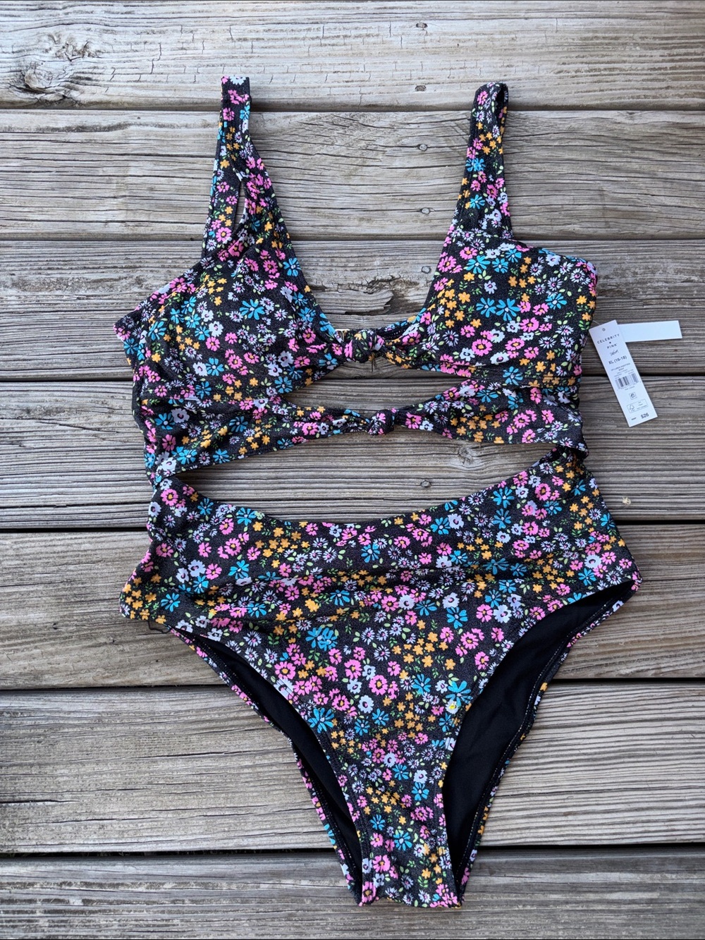 Celebrity Pink Multi Color Lurex Knotted Body Swimwear Tag